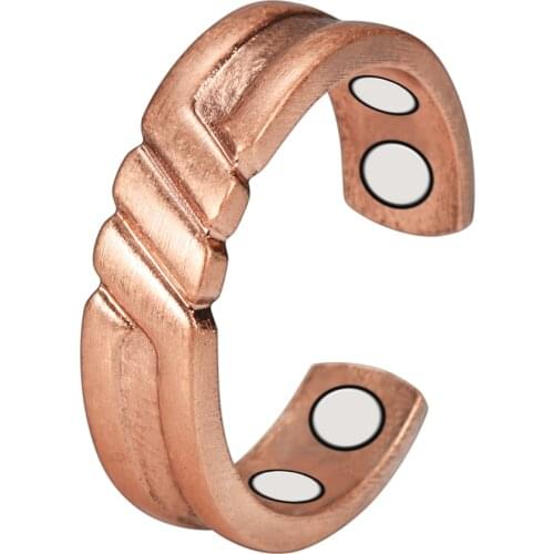 Wollet Jewelry Bio Magnetic Pure Copper Ring for Women Men Magnet Adjustable Size Arthritis Rheumatism Health Healing Energy