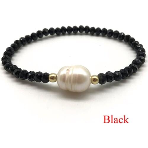 Handmade Elastic Crystal Freshwater Pearl Bracelets for Women Boho Jewelry Stretch Bracelets Real Pearl Jewelry Gift for Women