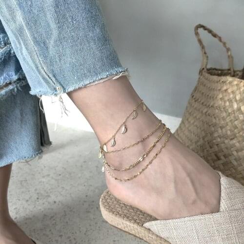 1PC Authentic 925 Sterling silver Golds CHAIN &Leaf branch Anklet Bracelet Adjust fine Jewelry TLS167