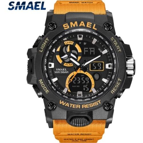SMAEL Mens Watches 24 Hour Date Sports Watches Mens Quartz LED Digital Clock Waterproof Military Wrist Watch Men Reloj