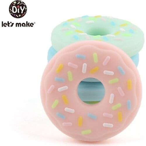 Lets Make Silicone Donut Teether Food Grade 5pcs BPA Free Baby Silicone Accessory DIY Crafts Teether Toys Necklace Pendant