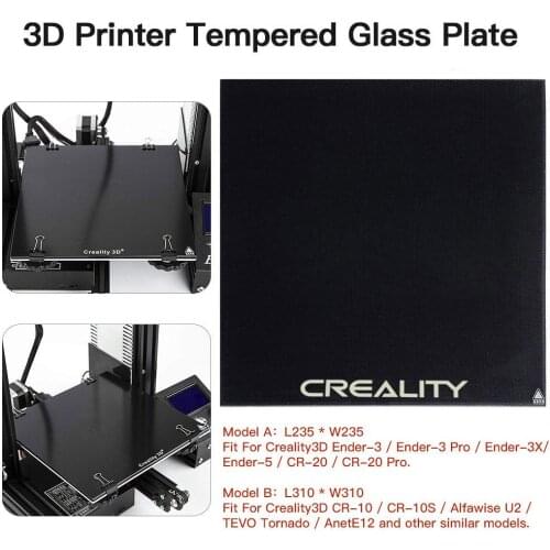For CREALITY-3D Tempered Glass Platform Heated Bed Build Surface Fit For Ender-3/Ender-3 Pro/Ender-5/CR-20/CR-20 Pro Printer