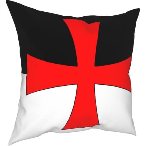Flag Knights Templar Cross Pillowcover Home Decorative Christ Warrior Cushion Cover Throw Pillow for Car Double-sided Printing