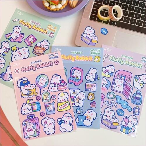 Korean Ins Soft Candy Rabbit Hand Tent Sticker Cute Phone Case Funny Sticker Water Cup Decoration Seal Sticker Stationery