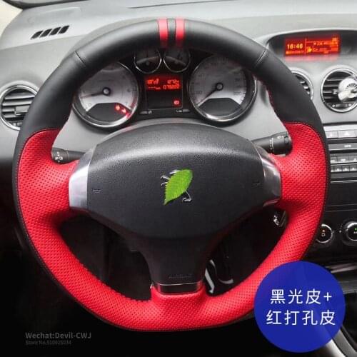 DIY Hand-Stitch Car steering Wheel Cover For Peugeot 408 508 307 3008 5008 308 Leather Grip Auto Parts Interior Car Accessories