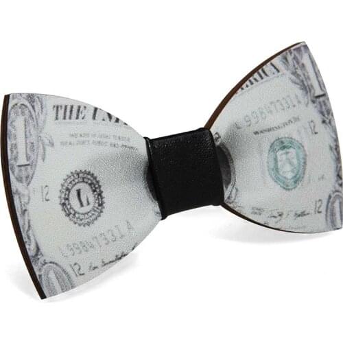 Creative Wood Wood Wedding Tie Wood Color Printing Deck Tie Wood Dollar Bean Pattern Collar Clip Collar Bowtie