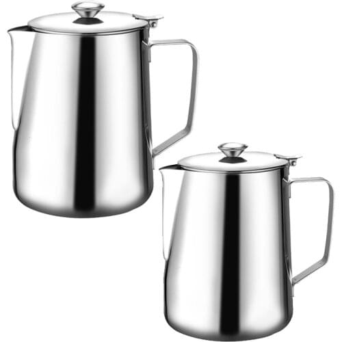 Stainless Steel Milk Frothing Pitcher with Lid Espresso Coffee Cappuccino Milk Cream Cup Frothing Jug