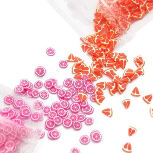 Summer Nail Art Decoration 3D Colorful Tiny Fruit Slices Polymer Clay Decal Acrylic Nail Tips Sequins Fake Nails Accessories