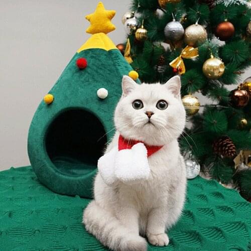 Pet Cat Bed Christmas Tree Comfortable Soft Winter Warm Sleepping Nest House Dog Gifts Litter Kennel Mat Home