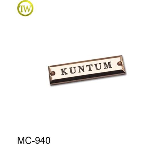 MC940 Garment enrgaved metal Logo label Metal Name Tags for clothing