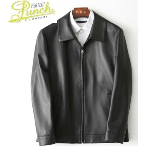 2021 Genuine Sheepskin Men Coats Mens Leather Jacket Shirt Collar Short Coat High Quality KFS180197-1