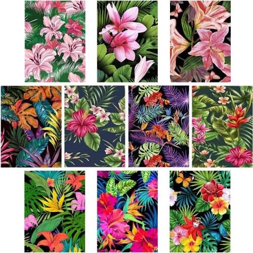 Colorful Flower 5D DIY Diamond Painting Cross Stitch Leaf Floral Full Drill Mosaic Embroidery Home Decor Craft Gift