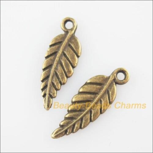New 60Pcs Antiqued Bronze Color Tiny Leaf Feather Charms Pendants 6.5x19mm