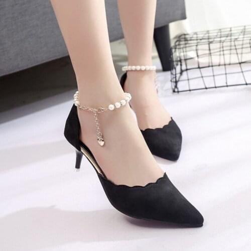 2021 Summer New Suede Thin Heels and High Heels Versatile Fashion Womens Shoes-B452