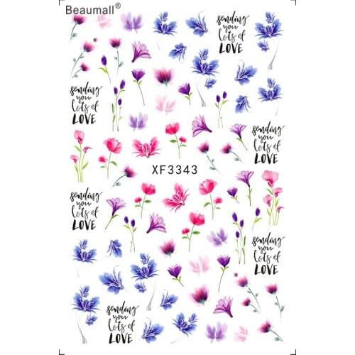 Transparent Florals Nails Art Manicure Back Glue Decal Decorations Design Nail Sticker For Nails Tips Beauty