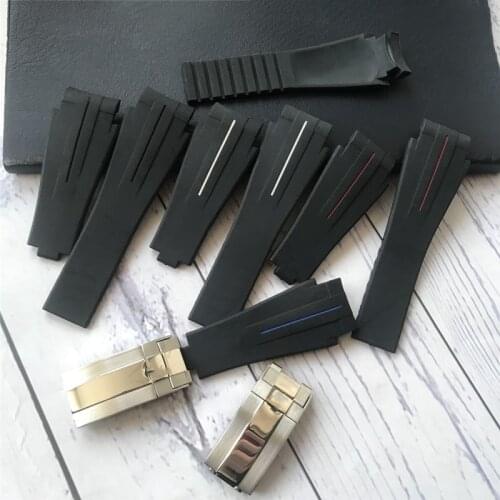 Brand 20mm 21mm Rubber Silicone Watch band Black Watchband for Role strap for DEEPSEA Daytona Submariner GMT with RubberB logo