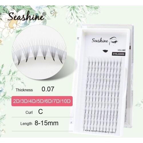 Seashine Lashes Extension Pre-fanned 2D 3D 4D 5D 6D 7D 10D Pre-made-Volume-Fans Eyelash Extension False Eyelashes
