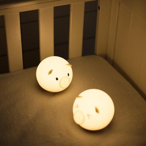 Cute Pig Silicone Night Light Luminous Baby Feeding Lamp For Children Kids Gift Tumbler Making Bedroom Table Atmosphere Lamp