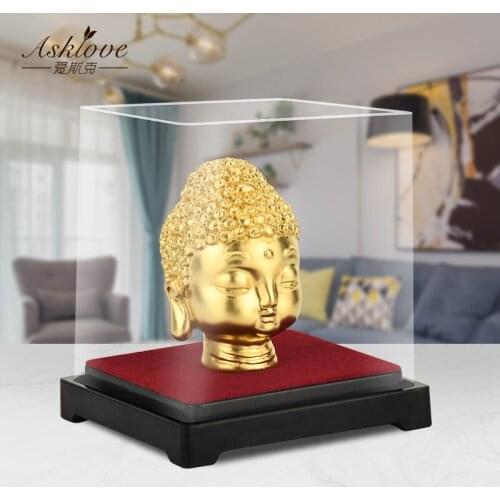Buddha Statue Gold Foil Figurine India Buddha Head Statues Crafts Decorative Ornaments Fengshui Sculpture Home Decoration Gifts