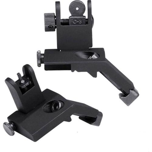 Tactical RTS AR15 M6 Front and Rear 45 Degree Rapid Transition Flip Up Iron Rear Sight Scope Mount Black
