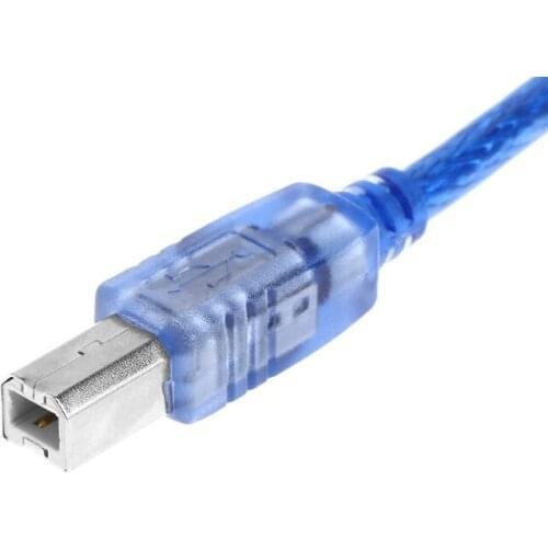 High Speed Transparent Blue USB 2.0 Printer Cable Type A Male to Type B Male Dual Shielding for 0.3m, 1m, 1.5m