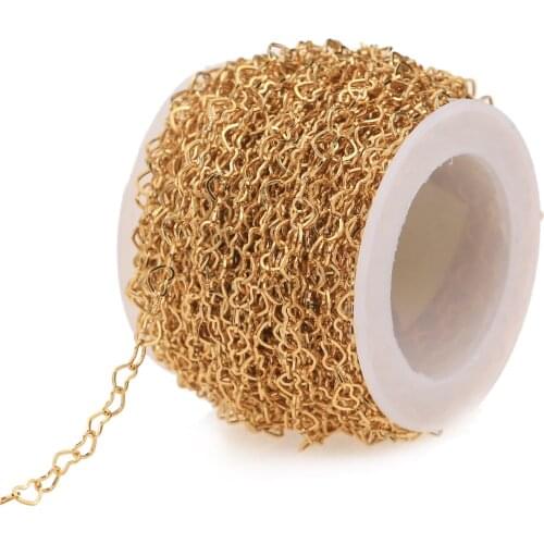 WT-RWJ007 Wholesales 4mm stainless steel heart chain fashion gold electroplated jewelry steel chain for necklace by meters