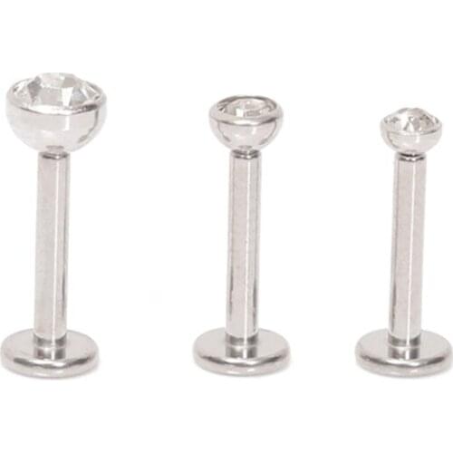ASTM F136 Titanium Internally Threaded Labret with Crystal Ball Body Piercing Jewelry
