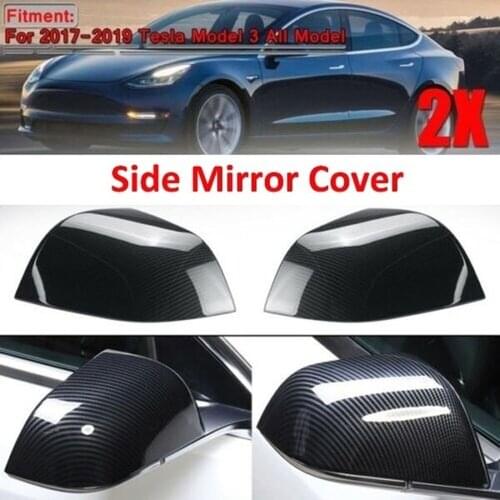 Side Wing Mirror Covers protection Caps ABS Material With Carbon Fiber Pattern Mirror Cover Caps For Tesla Model 3 2017-2020