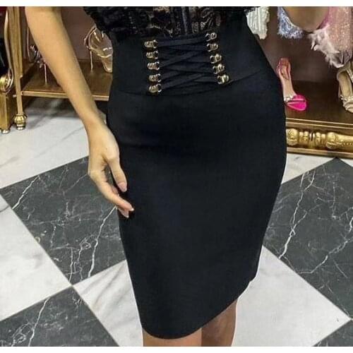 2020 New Arrival Women Fashion Sequined Bandage Skirt 2020 Designer Trendy Mini Party Pencil Skirt 40cm