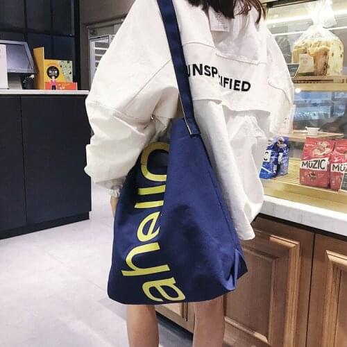 PURFAY Canvas Capacity Women Shoulder Bag Tote Shopper Bag Eco Reusable Travelling bag Cloth Messenger Bag