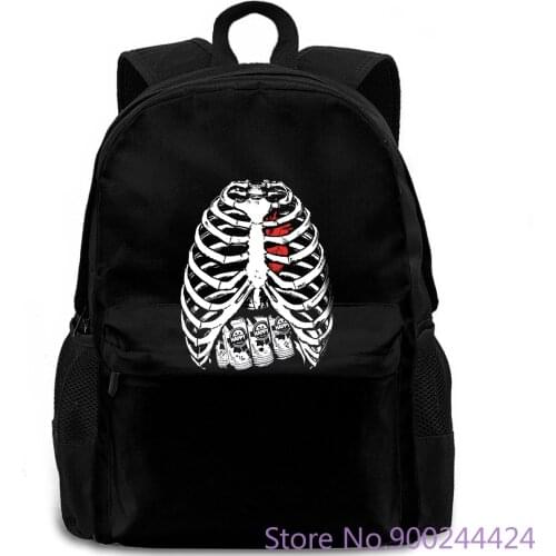 Women Skeleton Rib Cage Beer Horror Key Theme Black Female Fashion Hip Hop Funny Streetwear backpack