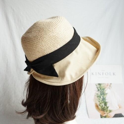 01902-panshi 2019 new summer French elegance Cloth spliced grass lady bucket cap women leisure hat