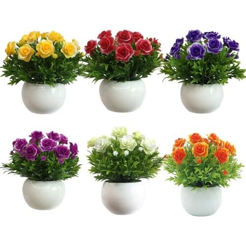 1Pc Garden Plantas Artificiales Potted Artificial Flower Bonsai DIY Stage Garden Wedding Party Office Decor