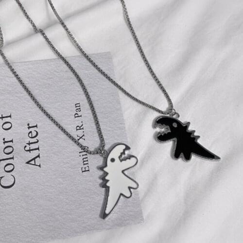 1PCS Cartoon Dinosaur Necklace Unisex Trendy Sweet Necklace Women Chain Pendant Jewelry Silver Color