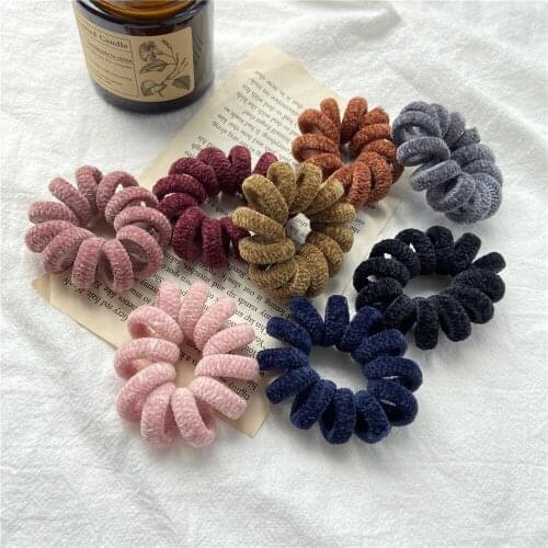 1 PC Women Matt Colors Telephone Wire Rubber Bands Stretchy Colors Non-mark Spiral Coil Ropes Ties Headwear Headband