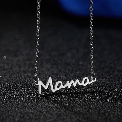 12PC/Lot Wholesale Mama Pendant Necklace Chain Gift For Mom Mother Family Love Mothers Day Gift Mommy Women Necklaces