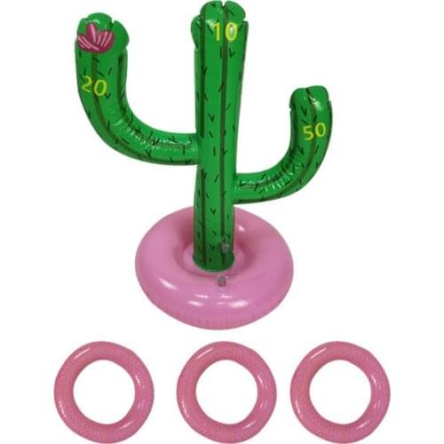 Outdoor Swimming Pool Accessories Cactus Ring Toss Game Inflatable Cactus & 3 Rings For Family Game Floating Pool Toys