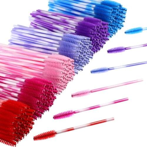 Two-Color Plastic Handle Nylon Fiber Eye Lash Applicator Disposable Colorful Eyebrow Mascara Brushes Eyelash Extension Tools