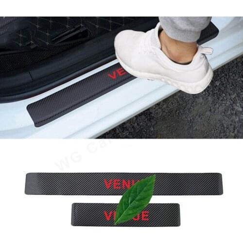 Car Sticker For Hyundai Venue Auto Door Sill Cover Protector Carbon Fiber Threshold Sticker Fashion Interior Car Accessories 4Pc