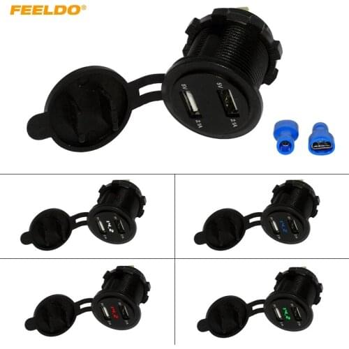 MOTOBOTS 1PC Car 2.1A/2.1A Dual USB Power Charger Socket Adapter Auto Cigarette Lighter with LED Digital Display Voltmeter