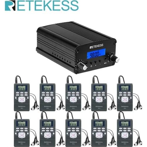 Retekess TR509 Wireless FM Transmitter Broadcast Stereo Radio Station +10pcs PR13 Radio For Drive-in Church Meeting Translation