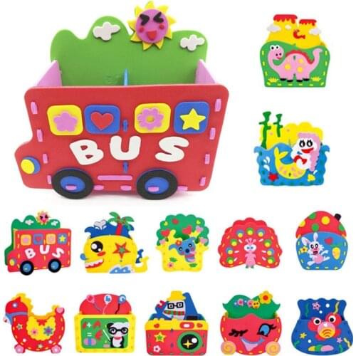 Children DIY Pen Holder Handmade EVA Cloth Cute Cartoon Pencil Holder Office Desk Organizer Stationery Creative Gift For Kids