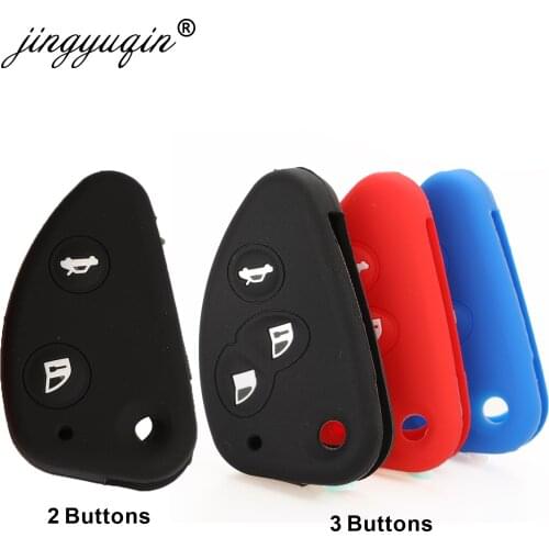 Jingyuqin 2/3 Buttons Silicone Rubber Car Key Cover For Alfa Romeo 147 166 156 JTD TS GT Flip Folding Key Case Protection
