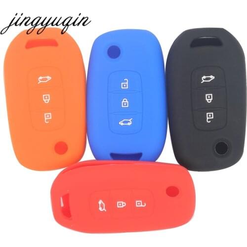 Jingyuqin 30pcs/lot Silicone Key Cover Fob Case for Renault Kadjar Koleos Megan Flip Folding Remote Key 3 Buttons Car Styling