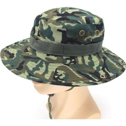Sun Hats Men Solid Military Camouflage Big Wide Round Hat Adjustable Breathable Climbing Hiking Hats Men Women Fisherman Cap