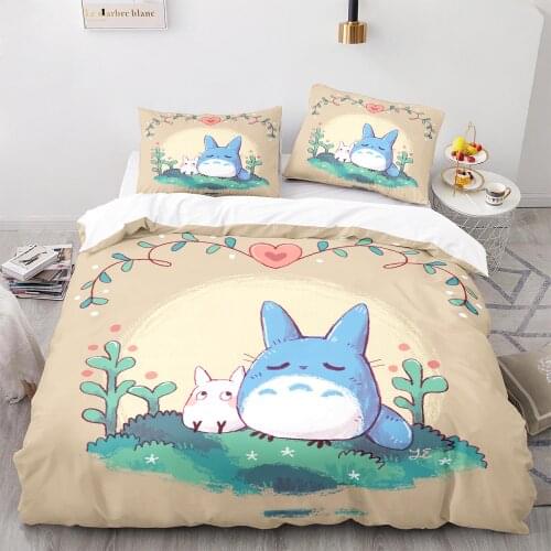 My Neighbor Totoro Bedding Set Anime Modern 3D Print Comforter Luxury Duvet Cover Set Home Textile Decor Queen King Single Size