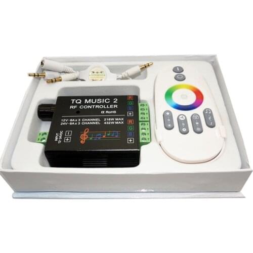 Best price 1 pcs DC12-24V 18A RGB Music 2 Controller RF Remote Intelligent Sonic Sensitivity Led Backlight Remote for Led Strip