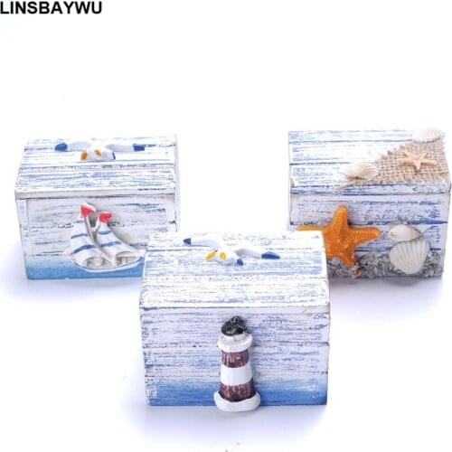 Mini Sea Wooden Pirate Treasure Jewellery Storage Chest Craft Box Case Organiser Starfish