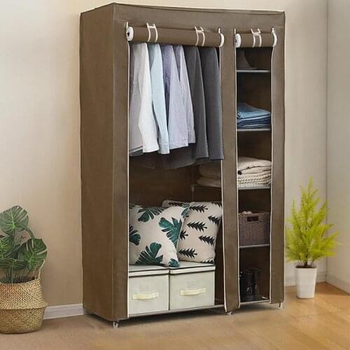 Multi-layer Clothes Cabinet DIY Assembled Space-saving Clothing Organizer Shelf Dorm Storage Closet Dustproof Cloth Rack HWC