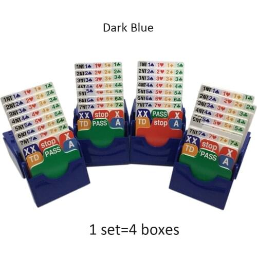 Set of 4) Blue Bridge Partner Bidding Device Bridge Bidding Box with Bridge Playing Cards Official In Tournment Texas Holdem